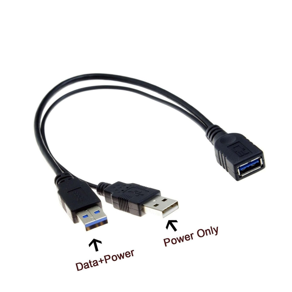 Dual A to Micro B USB 3.0 Y Cable 2 FT Superspeed External Hard Drive Cord